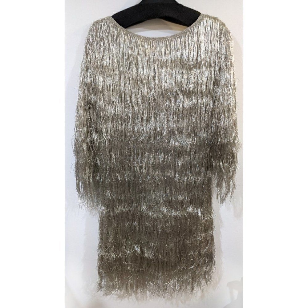 Nwt Rachel Zoe | Ballina Boat-Neck Metallic Fringe Cocktail Dress - Picture 7 of 11